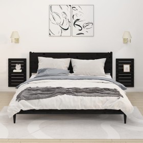 Estantes mesitas de pared 2 uds madera maciza de pino negro de vidaXL, Estantes y estanterías - Ref: Foro24-824772, Precio: 3...