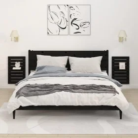 Wandtischregale 2 Stück aus massivem schwarzem Kiefernholz von vidaXL, Regale und Regale - Ref: Foro24-824772, Preis: 39,64 €...