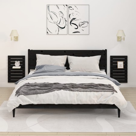 Wandtischregale 2 Stück aus massivem schwarzem Kiefernholz von vidaXL, Regale und Regale - Ref: Foro24-824772, Preis: 39,64 €...