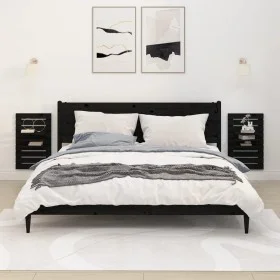 Wandtischregale 2 Stück aus massivem schwarzem Kiefernholz von vidaXL, Regale und Regale - Ref: Foro24-824767, Preis: 55,42 €...