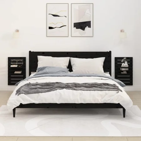 Wall table shelves 2 pcs solid black pine wood by vidaXL, Shelves and shelves - Ref: Foro24-824767, Price: 55,42 €, Discount: %