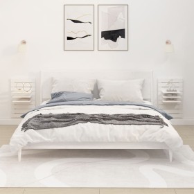 Wandtischregale 2 Stück aus massivem weißem Kiefernholz von vidaXL, Regale und Regale - Ref: Foro24-824764, Preis: 79,80 €, R...