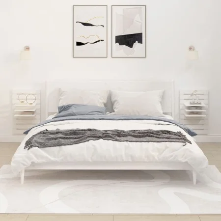 Wandtischregale 2 Stück aus massivem weißem Kiefernholz von vidaXL, Regale und Regale - Ref: Foro24-824764, Preis: 78,47 €, R...
