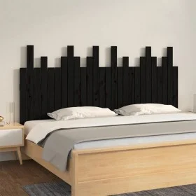 Wandbett-Kopfteil aus massivem schwarzem Kiefernholz, 166 x 3 x 80 cm von vidaXL, Kopf- und Fußteile - Ref: Foro24-824812, Pr...