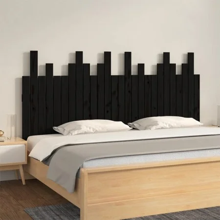 Wandbett-Kopfteil aus massivem schwarzem Kiefernholz, 166 x 3 x 80 cm von vidaXL, Kopf- und Fußteile - Ref: Foro24-824812, Pr...