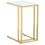 Mesita ordenador vidrio transparente blanco mármol 50x35x65cm