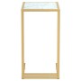 Mesita ordenador vidrio transparente blanco mármol 50x35x65cm