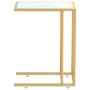 Mesita ordenador vidrio transparente blanco mármol 50x35x65cm
