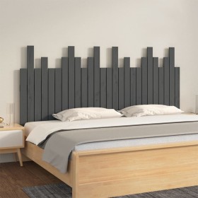 Cabecero de cama de pared madera maciza pino gris 166x3x80 cm