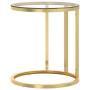 Mesa auxiliar vidrio templado transparente y dorado 45 cm