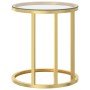 Mesa auxiliar vidrio templado transparente y dorado 45 cm