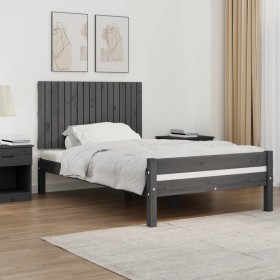 Cabecero de cama de pared madera maciza pino gris 108x3x60 cm