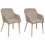 Sillas de comedor 2 uds tela y madera maciza de roble beige