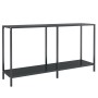 Mesa de consola vidrio templado negro 140x35x75,5 cm
