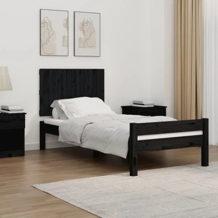 Cabecero de cama de pared madera maciza pino negro 95,5x3x60 cm de vidaXL, Cabeceros y pies de cama - Ref: Foro24-824837, Pre...