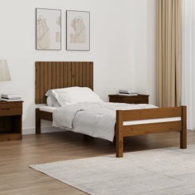 Cabecero cama pared madera maciza pino marrón miel