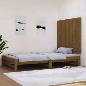 Cabecero cama pared madera maciza pino marrón miel 108x3x90 cm