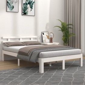 Weißer Massivholzbettrahmen 140x190 cm von vidaXL, Betten und Lattenroste - Ref: Foro24-814735, Preis: 137,15 €, Rabatt: %