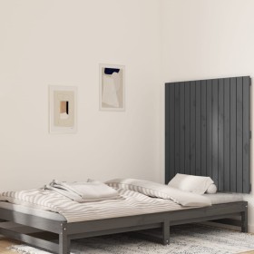 Cabecero de cama de pared madera maciza pino gris 95,5x3x90 cm