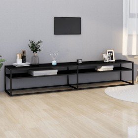 Mueble para TV vidrio templado negro 220x40x40,5 cm en Muebles TV | Comprar online en Foro24