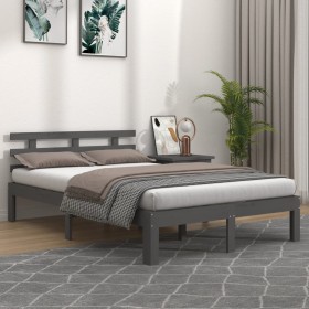 Estructura de cama de madera maciza gris 140x190 c