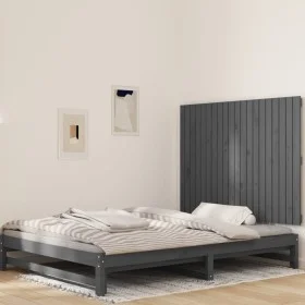 Wandbett-Kopfteil aus massivem Kiefernholz in Grau, 127,5 x 3 x 90 cm von vidaXL, Kopf- und Fußteile - Ref: Foro24-824890, Pr...