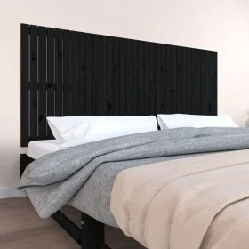 Solid black pine wood wall bed headboard 204x3x90 cm by vidaXL, Headboards and footboards - Ref: Foro24-824882, Price: 143,99...