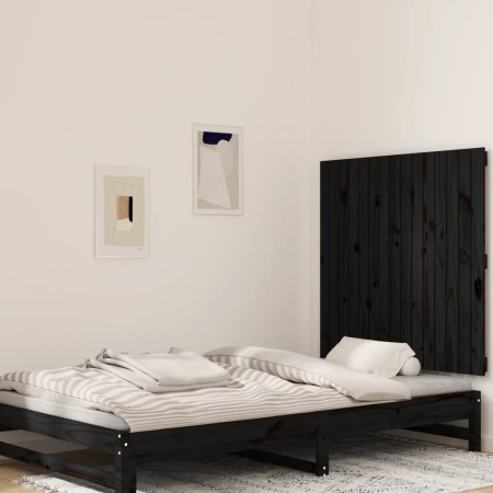 Wandbett-Kopfteil aus massivem schwarzem Kiefernholz, 95,5 x 3 x 90 cm von vidaXL, Kopf- und Fußteile - Ref: Foro24-824887, P...