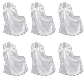 Set de 6 Fundas blancas para sillas, banquetes y bodas Set de 6 Fundas blancas para sillas, banquetes y bodas