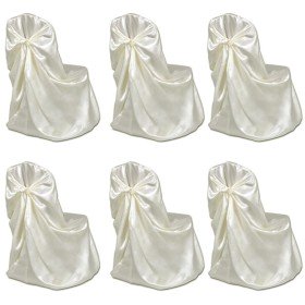 Set de 6 Fundas de color crema para sillas, banquetes y bodas Set de 6 Fundas de color crema para sillas, banquetes y bodas