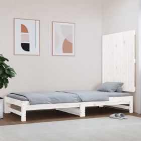 Cabecero de cama pared madera maciza pino blanco 82,5x3x90 cm