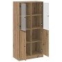 Aparador alto con puertas madera roble artisian 68x37x142 cm