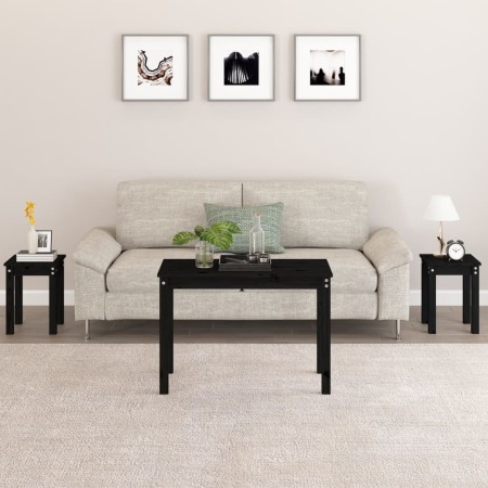 Stackable tables 3 pieces solid black pine wood by vidaXL, Side tables - Ref: Foro24-824982, Price: 57,41 €, Discount: %