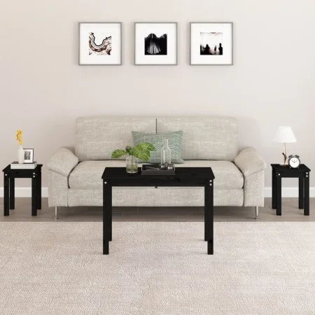 Stackable tables 3 pieces solid black pine wood by vidaXL, Side tables - Ref: Foro24-824982, Price: 57,41 €, Discount: %