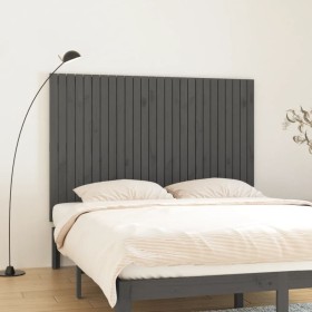 Cabecero de cama de pared madera maciza pino gris 166x3x110 cm