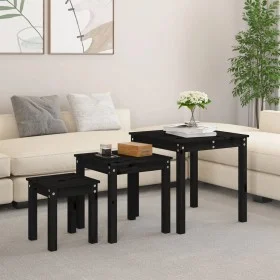 Stapelbare Tische 3 Stück aus massivem schwarzem Kiefernholz von vidaXL, Seitentische - Ref: Foro24-824977, Preis: 61,52 €, R...