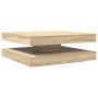 Mesa de centro giratoria 360 grados roble sonoma 90x90x34,5 cm
