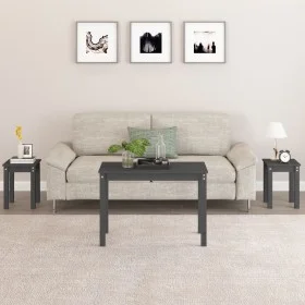 Stackable tables 3 pieces solid gray pine wood by vidaXL, Side tables - Ref: Foro24-824980, Price: 57,41 €, Discount: %