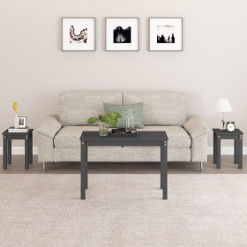 Stapelbare Tische 3 Stück aus massivem grauem Kiefernholz von vidaXL, Seitentische - Ref: Foro24-824980, Preis: 57,41 €, Raba...
