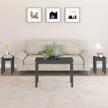 Stackable tables 3 pieces solid gray pine wood by vidaXL, Side tables - Ref: Foro24-824980, Price: 57,41 €, Discount: %