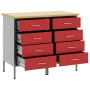 Armario de trabajo con cajón 2 pcs Rojo y Gris 100 x 55 x 85 cm