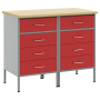 Armario de trabajo con cajón 2 pcs Rojo y Gris 100 x 55 x 85 cm