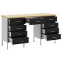Armario de trabajo con cajón 3 pcs Negro 150 x 55 x 85 cm