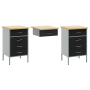 Armario de trabajo con cajón 3 pcs Negro 150 x 55 x 85 cm