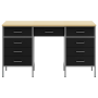 Armario de trabajo con cajón 3 pcs Negro 150 x 55 x 85 cm