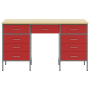 Armario de trabajo con cajón 3 pcs Rojo 150 x 55 x 85 cm