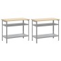 Conjunto de banco de trabajo 2 pcs Gris 200 x 55 x 85 cm Acero