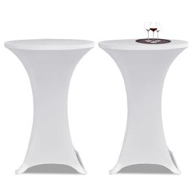 Mantel cubierta elástica de mesa alta Ø 60 cm Blanco 2 unidades Mantel cubierta elástica de mesa alta Ø 60 cm Blanco 2 unidades