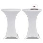 Mantel cubierta elástica de mesa alta Ø 60 cm Blanco 2 unidades
