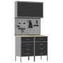 Banco de trabajo con cajón 5 pcs Negro 100 x 55 x 200 cm Acero
